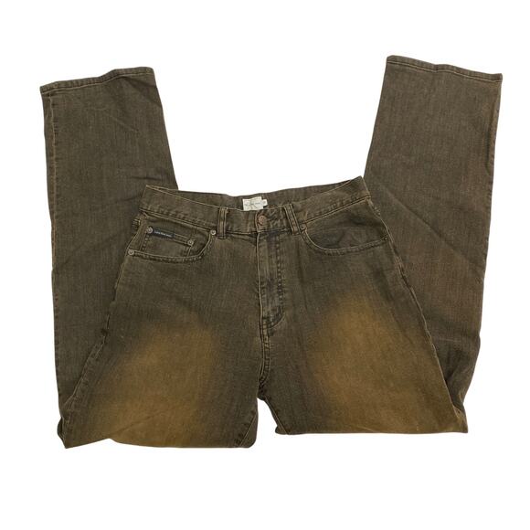Brown Acid Jeans Dirty Wash Overdyed Calvin Klein Rust Mud Western 31 y2k 2000s - Picture 3 of 16